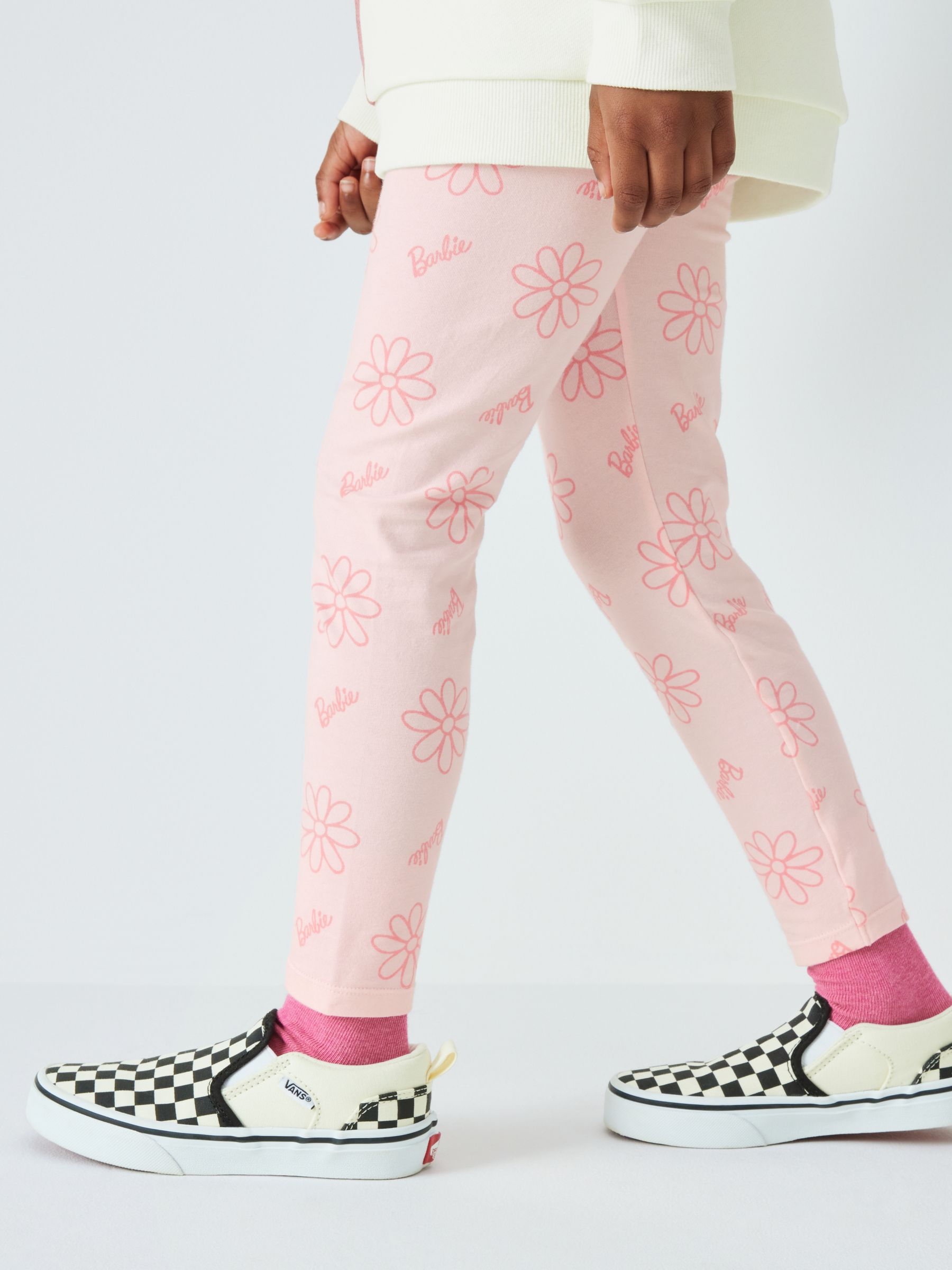 Brand Threads Kids' Barbie Sweatshirt and Leggings Set, Pale Pink, 4-5 years