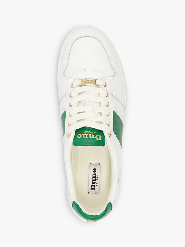 Dune Elysium Leather Side Stripe Trainers, Green