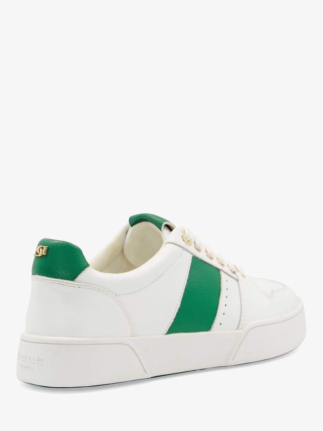 Dune Elysium Leather Side Stripe Trainers, Green at John Lewis & Partners