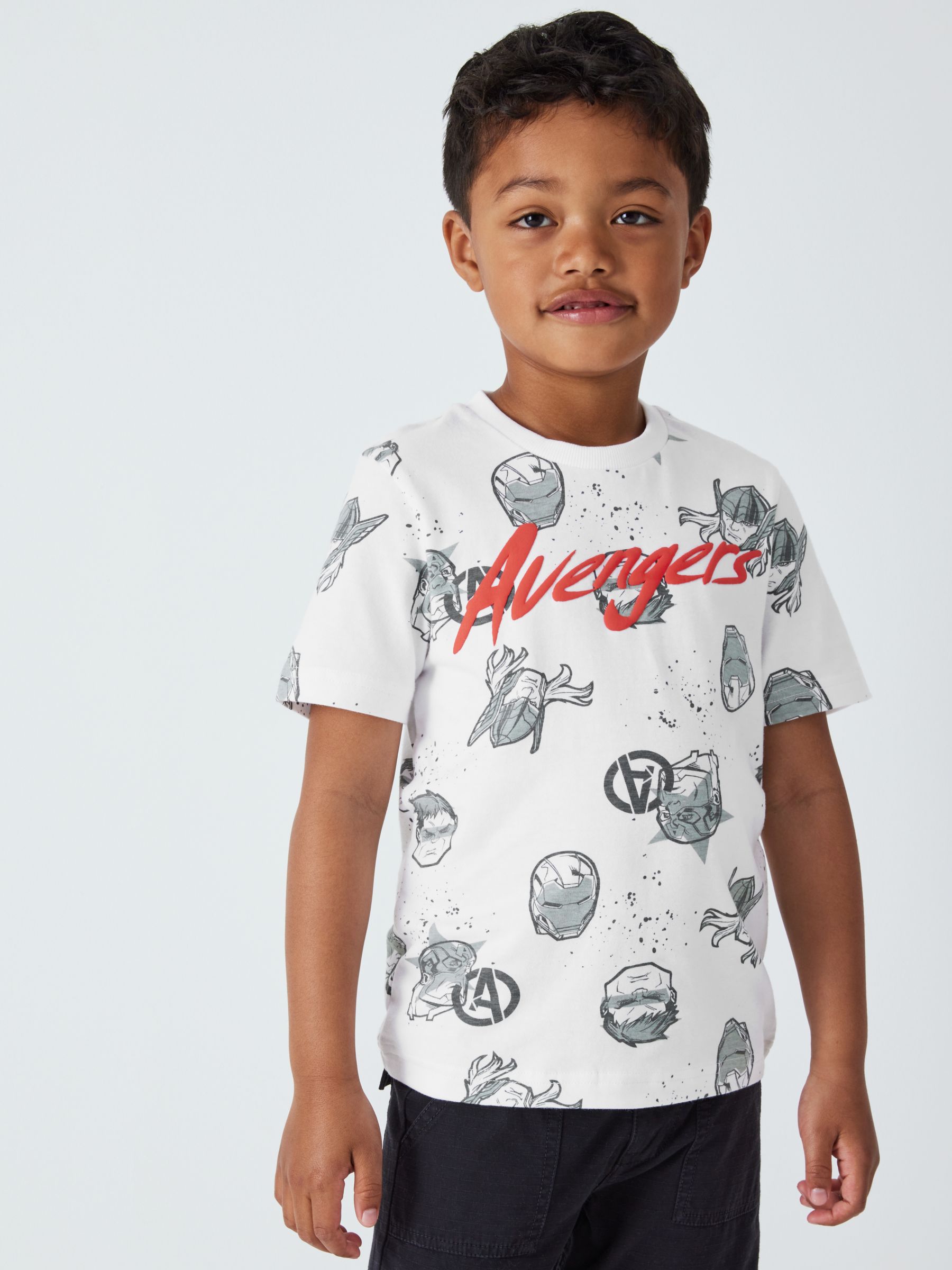 Brand Threads Kids' Marvel Avengers T-Shirt, Grey at John Lewis & Partners