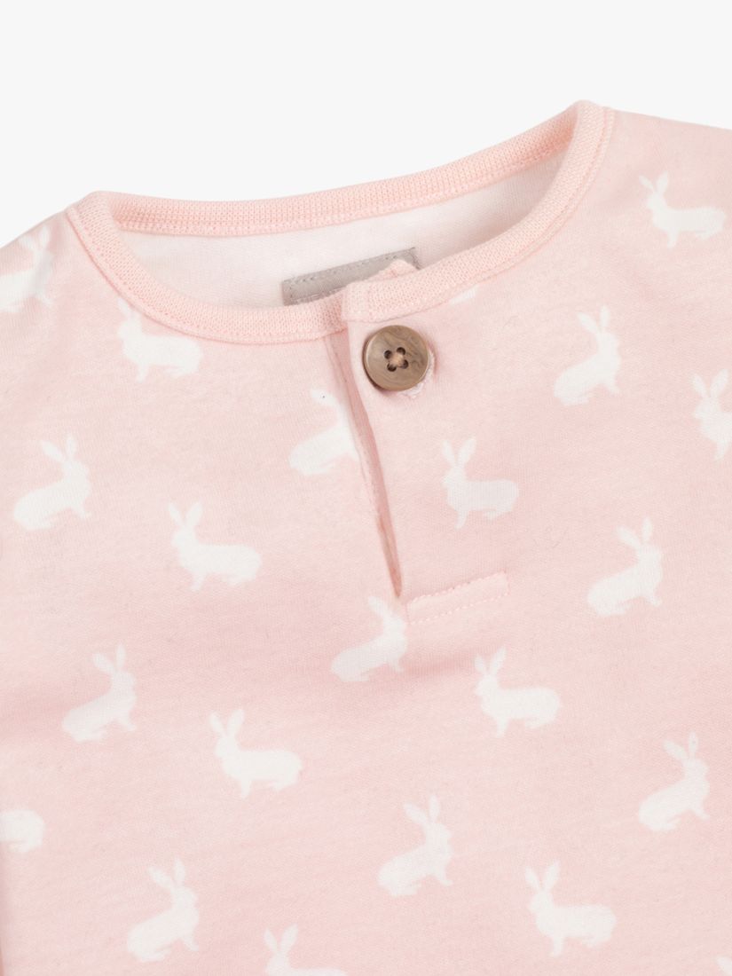 The Little Tailor Baby Cotton Hare Print Top & Trousers Set, Pink, 12-18 months