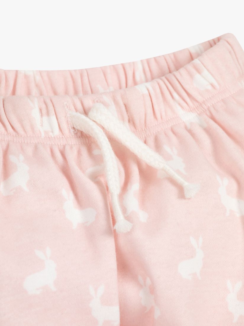 The Little Tailor Baby Cotton Hare Print Top & Trousers Set, Pink, 12-18 months