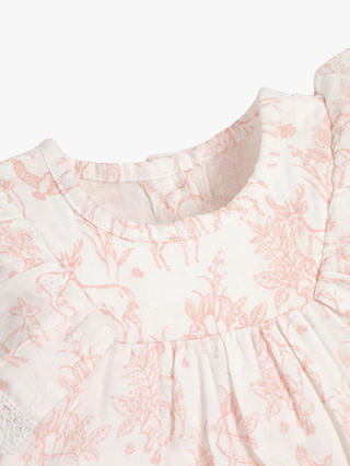 The Little Tailor Baby Muslin Playsuit, Pink Woodland
