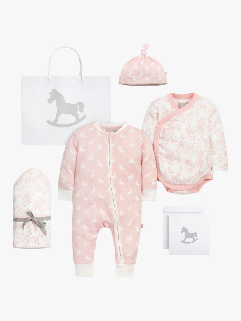 The Little Tailor Welcome Little Baby Gift Set, 4 pieces, Pink Woodland, 0-3 months