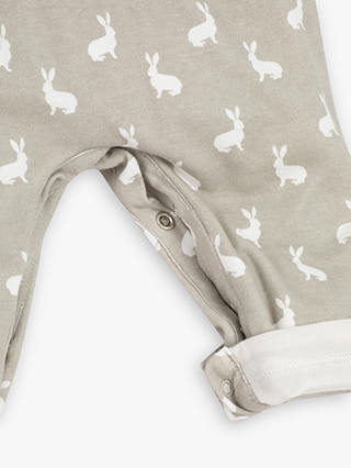 The Little Tailor Baby Hare Print Jersey Dungarees, Grey