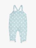 The Little Tailor Baby Hare Print Jersey Dungarees, Blue