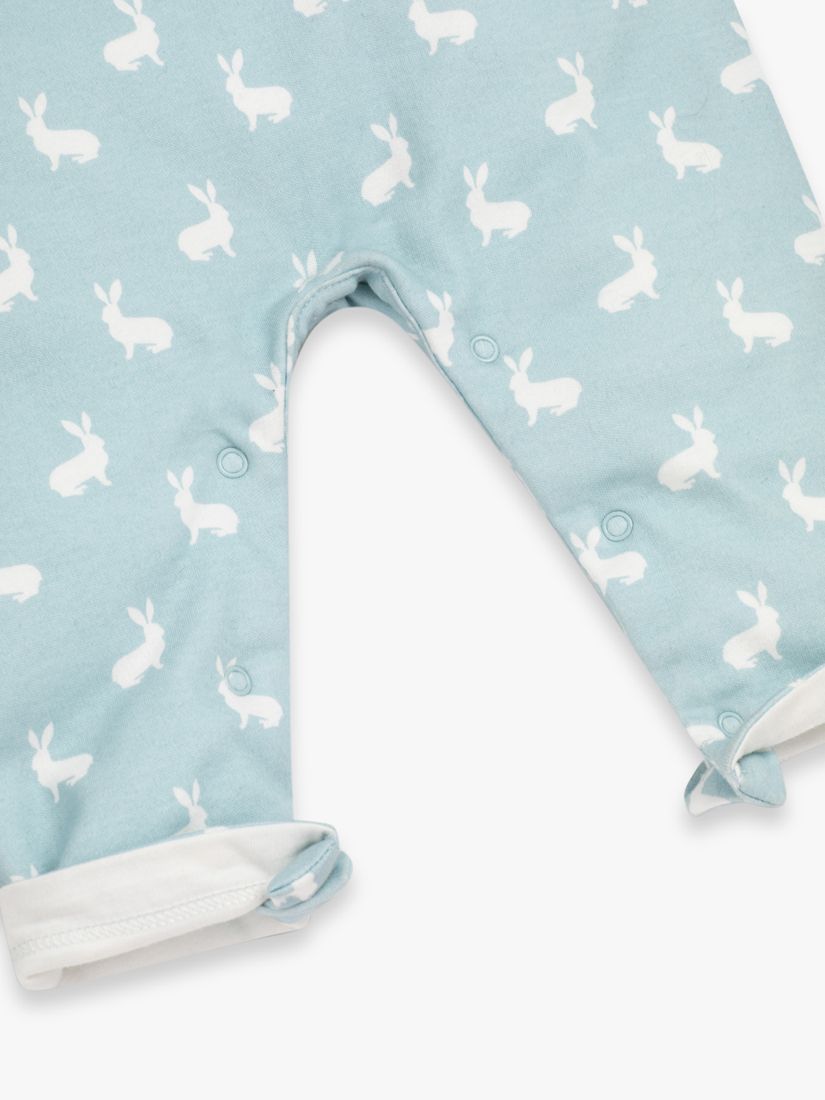 The Little Tailor Baby Hare Print Jersey Dungarees, Blue, 0-3 months