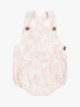 The Little Tailor Baby Woven Shorty Dungarees, Pink Woodland