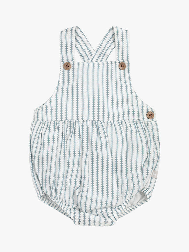 The Little Tailor Baby Woven Shorty Dungarees, Blue Ticking Stripe