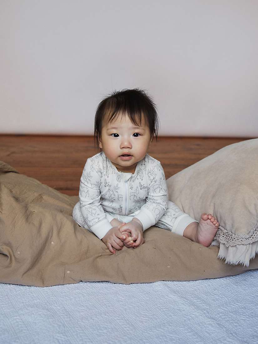 Buy The Little Tailor Baby Woodland Print Zip-Through Sleepsuit Online at johnlewis.com