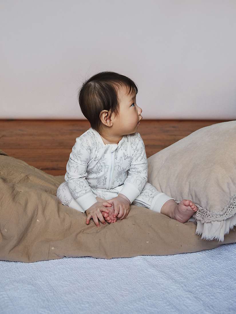 Buy The Little Tailor Baby Woodland Print Zip-Through Sleepsuit Online at johnlewis.com