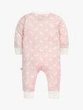 The Little Tailor Baby Hare Print Zip-Through Sleepsuit, Pink