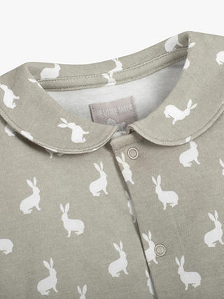 The Little Tailor Baby Hare Print Jersey Shorty Romper, Grey