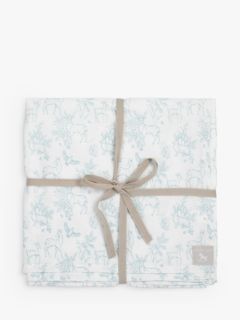 The Little Tailor Large Muslin Blanket, 112 x 112cm, Blue Woodland, One Size