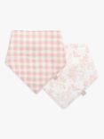 The Little Tailor Baby Muslin Bibs, Pack of 2, Pink Gingham/Woodland
