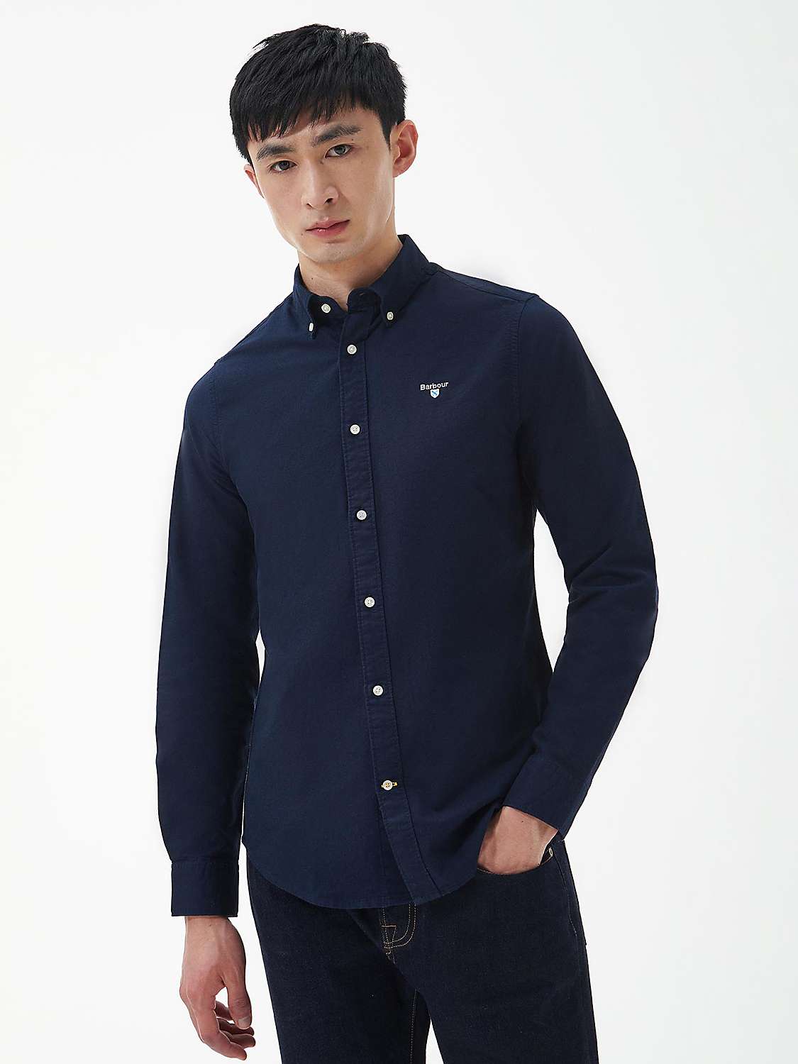 Barbour Tailored Fit Oxford Shirt, Navy at John Lewis & Partners