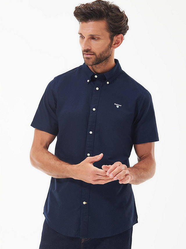Barbour Oxford Cotton Short Sleeve Shirt, Navy