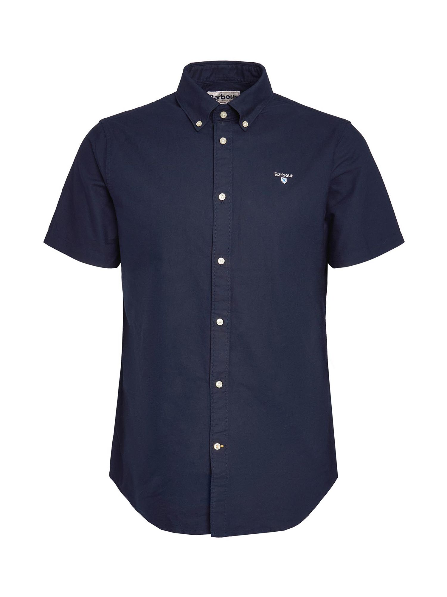 Barbour Oxford Cotton Short Sleeve Shirt, Navy, M