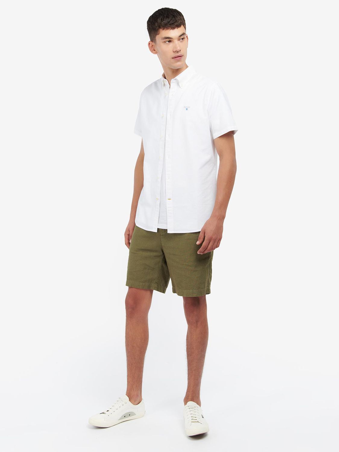 Barbour Oxford Cotton Short Sleeve Shirt, White at John Lewis & Partners