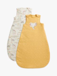 John Lewis Safari Rainbow Baby Sleeping Bag, 1.5 - 2.5 Tog, Pack of 2, Yellow/Multi, 0-6 months