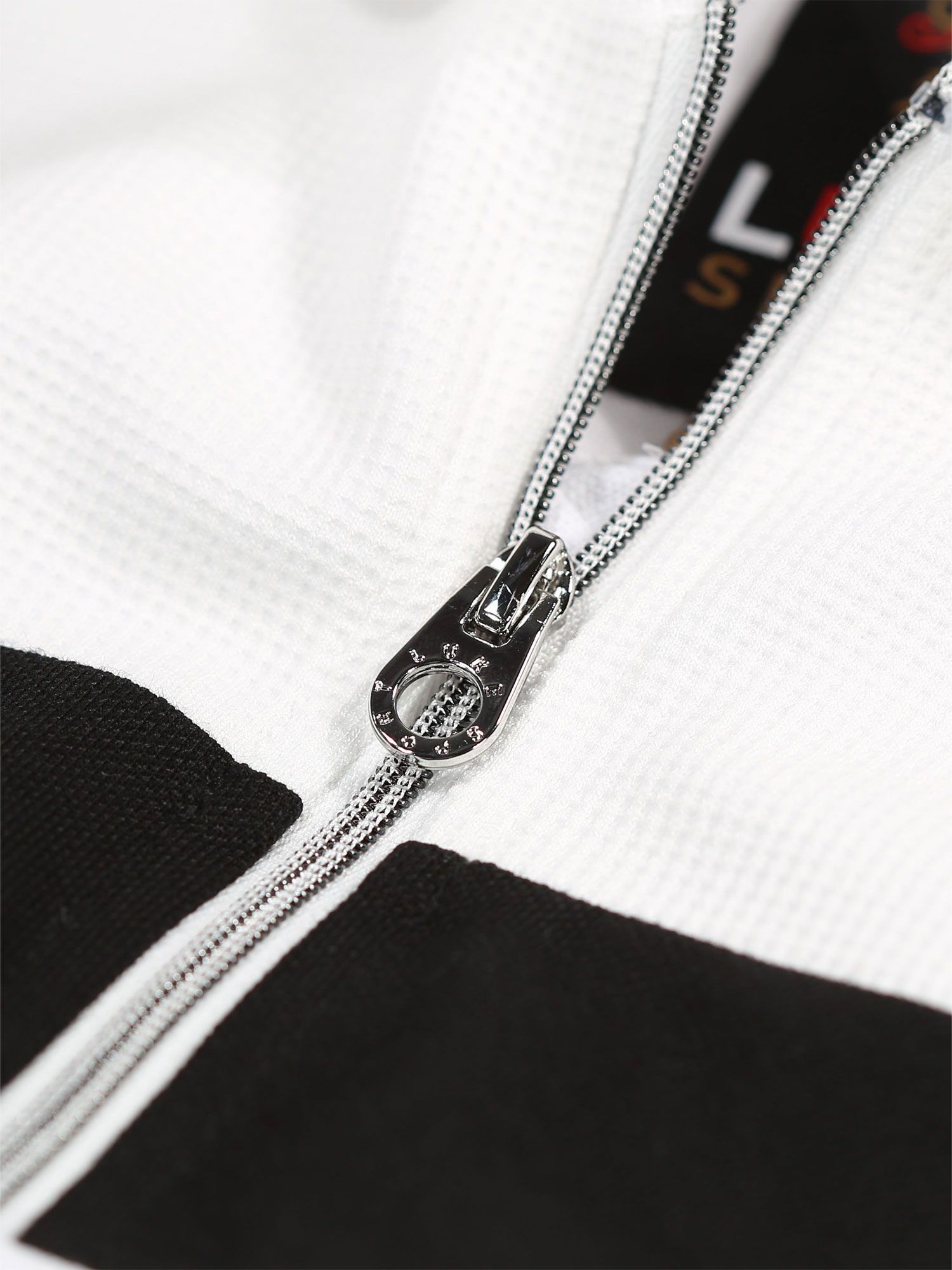 LUKE 1977 Zip Lock Short Sleeve Zip Neck Polo Top, White/Jet Black, S