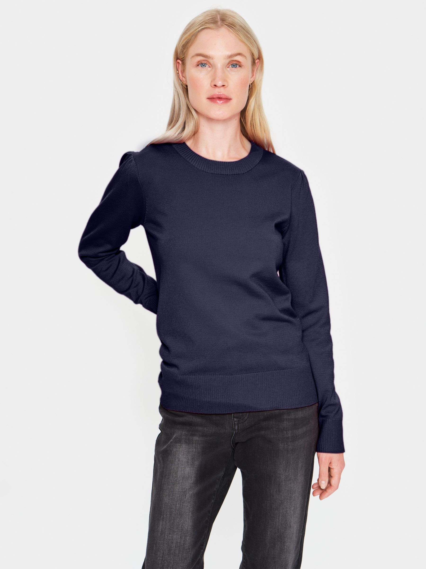 Saint Tropez Mila Knitted Pullover, Navy at John Lewis & Partners