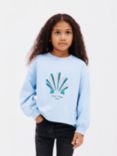 John Lewis Kids' Sequin Shell Sweater, Chambray Blue
