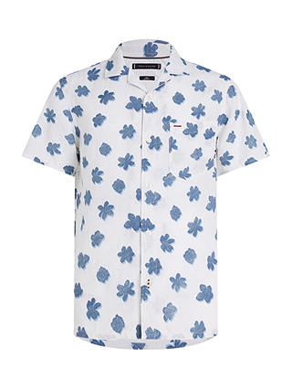 Tommy Hilfiger Linen Floral Shirt, White/Blue Coast