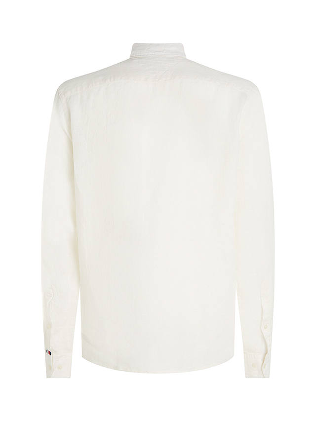 Tommy Hilfiger Pigment Long Sleeve Linen Shirt, Weathered White at John ...