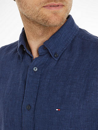 Tommy Hilfiger Pigment Long Sleeve Linen Shirt, Carbon Navy