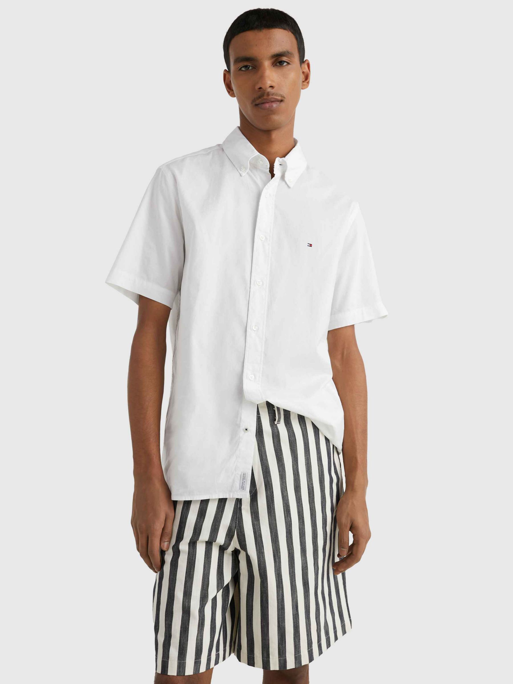 Tommy Hilfiger Poplin Short Sleeve Shirt, White at John Lewis & Partners