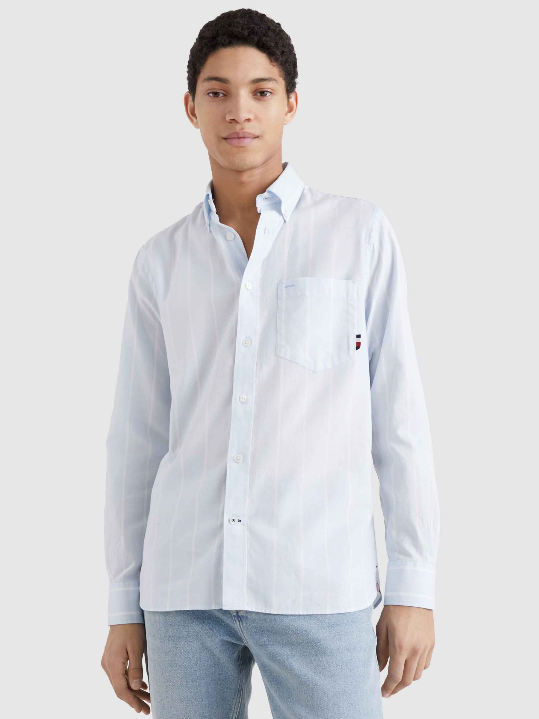 Tommy Hilfiger Stripe Regular Fit Shirt, Breezy Blue/Optic White, XS