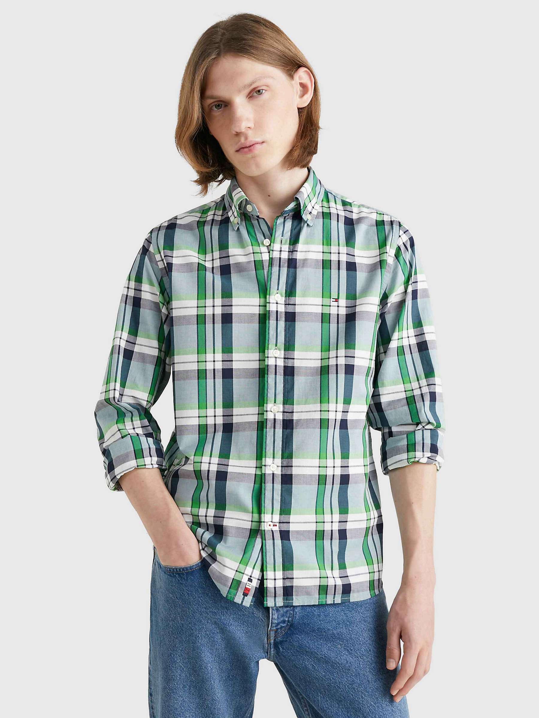 Buy Tommy Hilfiger Tartan Check Shirt, Frosted Green/Multi Online at johnlewis.com