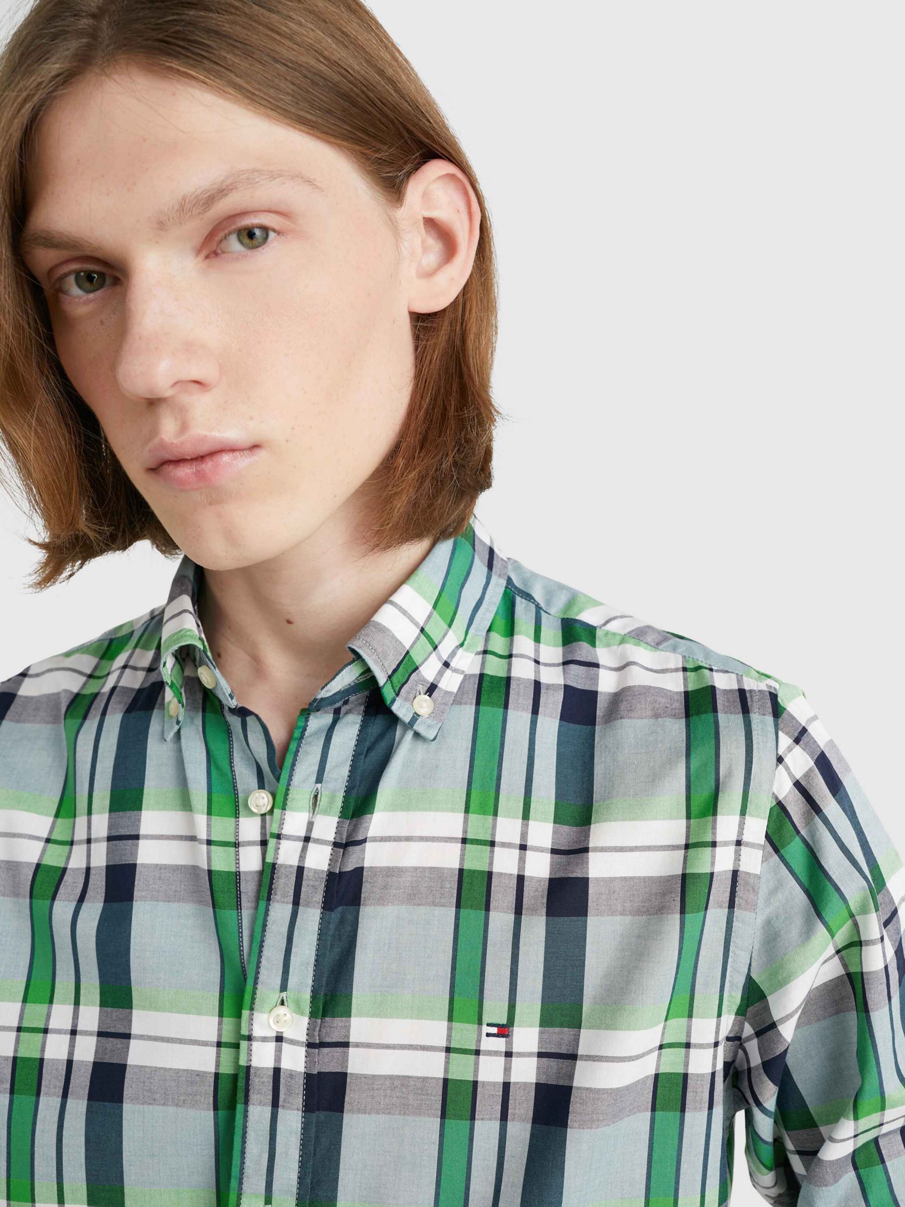 Tommy Hilfiger Tartan Check Shirt, Frosted Green/Multi, XS