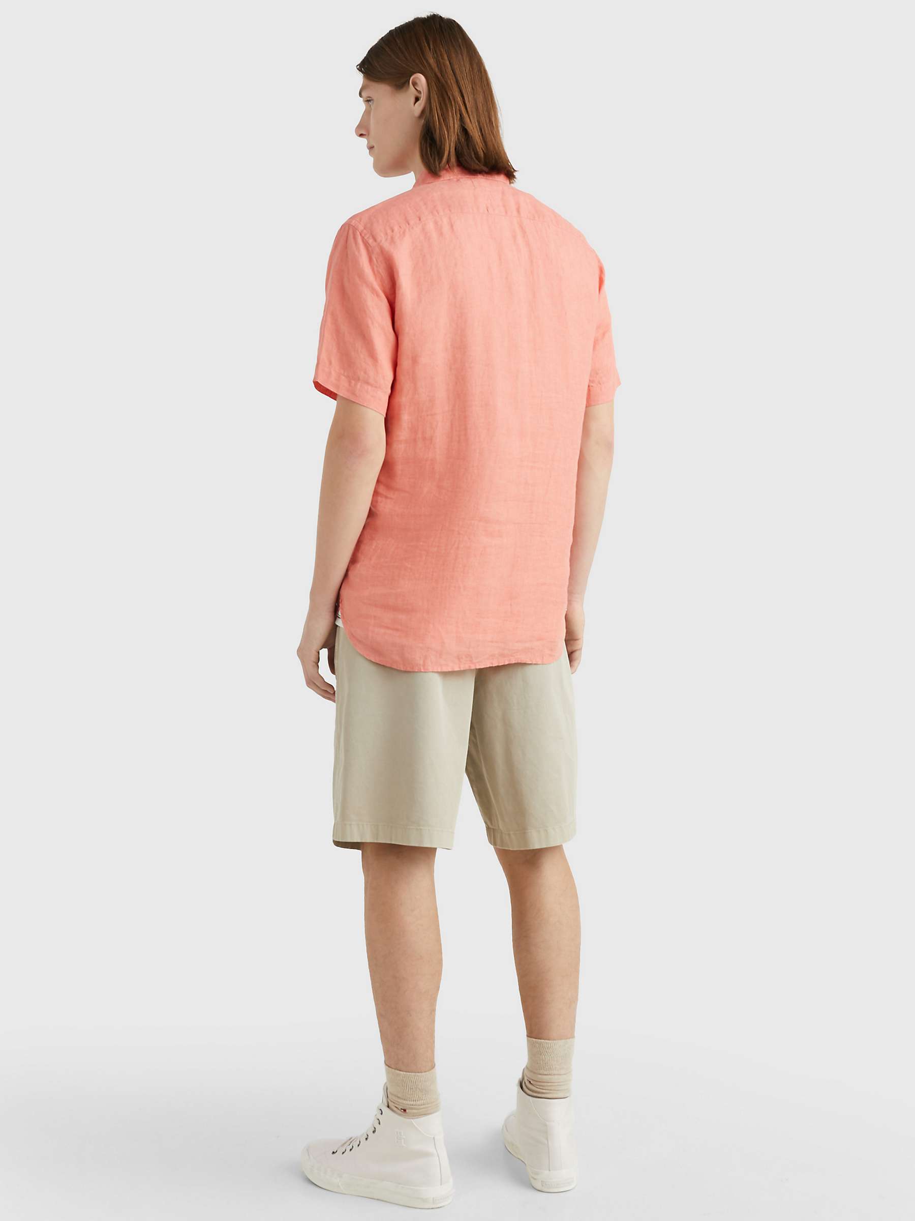 Buy Tommy Hilfiger Linen Short Sleeve Shirt, Peach Dusk Online at johnlewis.com