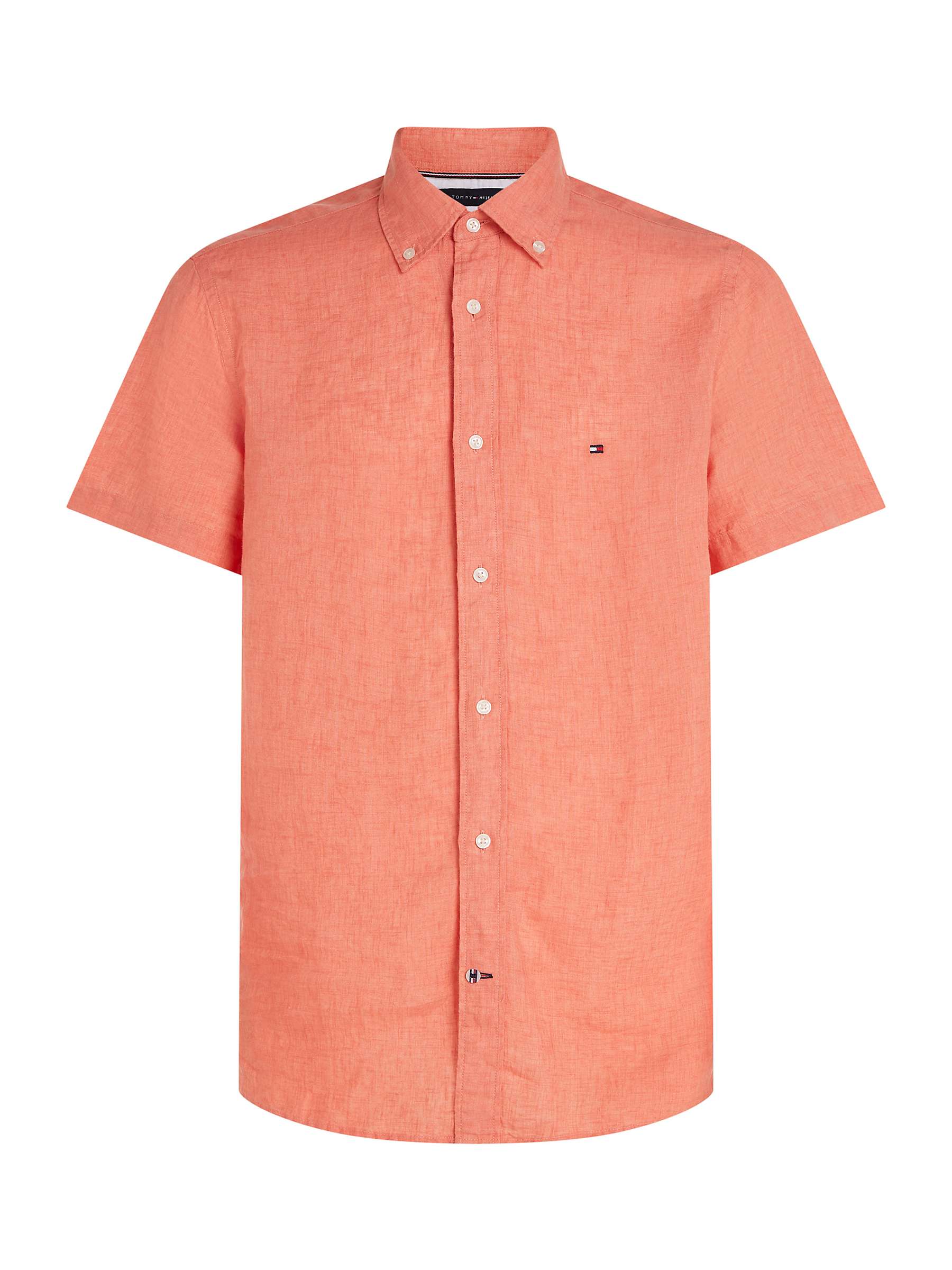 Buy Tommy Hilfiger Linen Short Sleeve Shirt, Peach Dusk Online at johnlewis.com