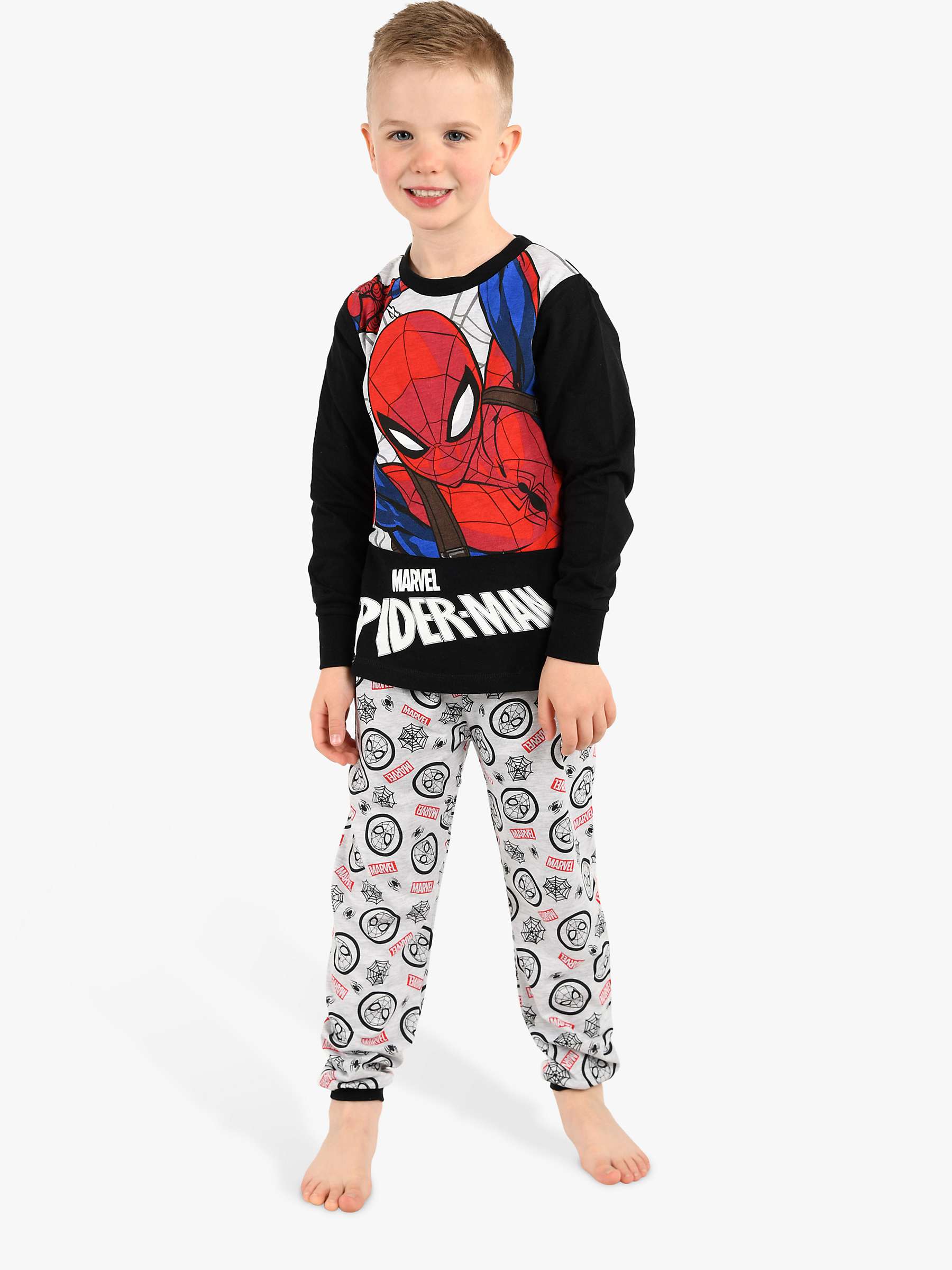 Buy Brand Threads Kids' Spiderman Pyjama Set, Black Multi Online at johnlewis.com