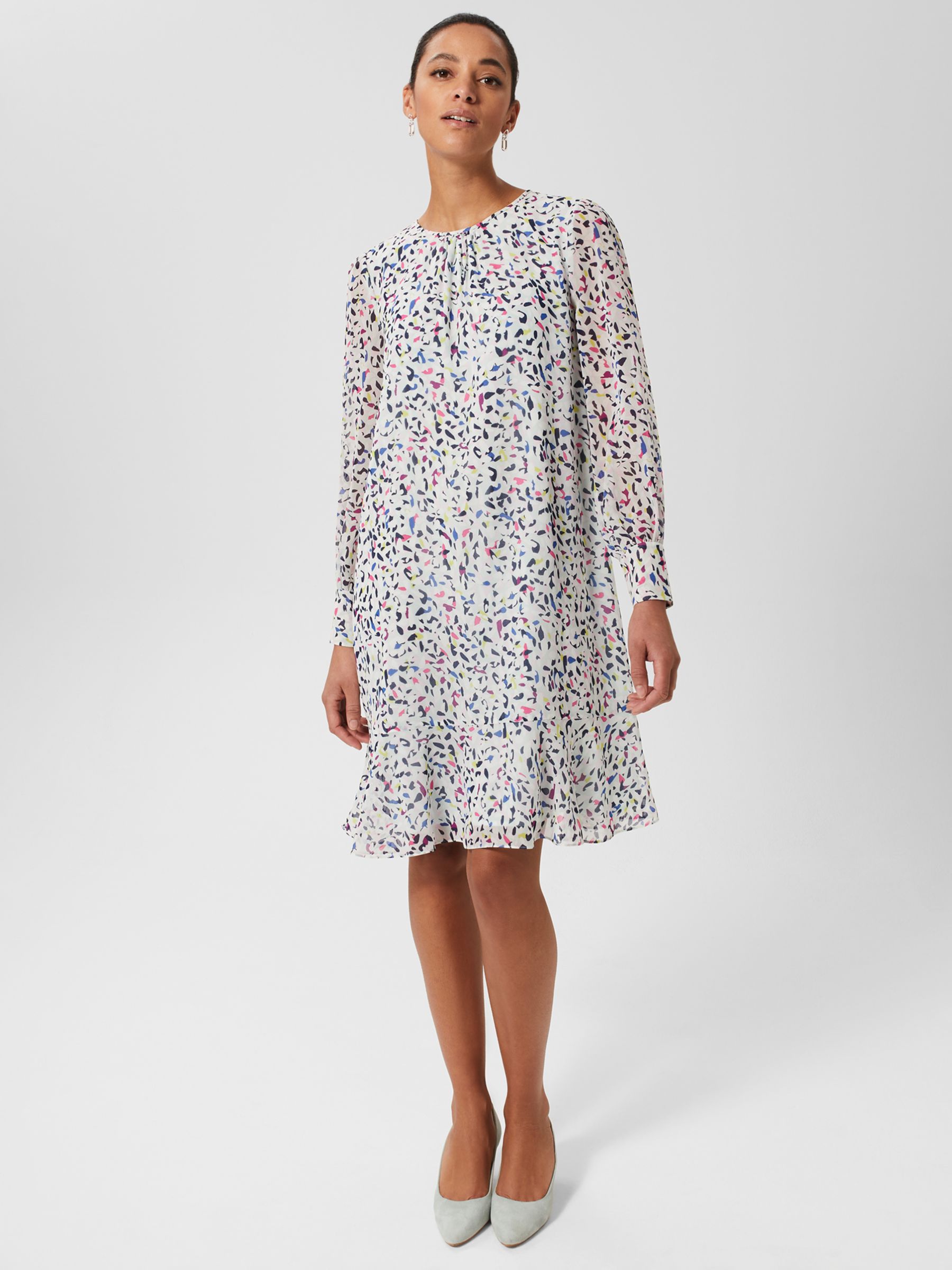 Hobbs Frances Print Dress, White/Multi