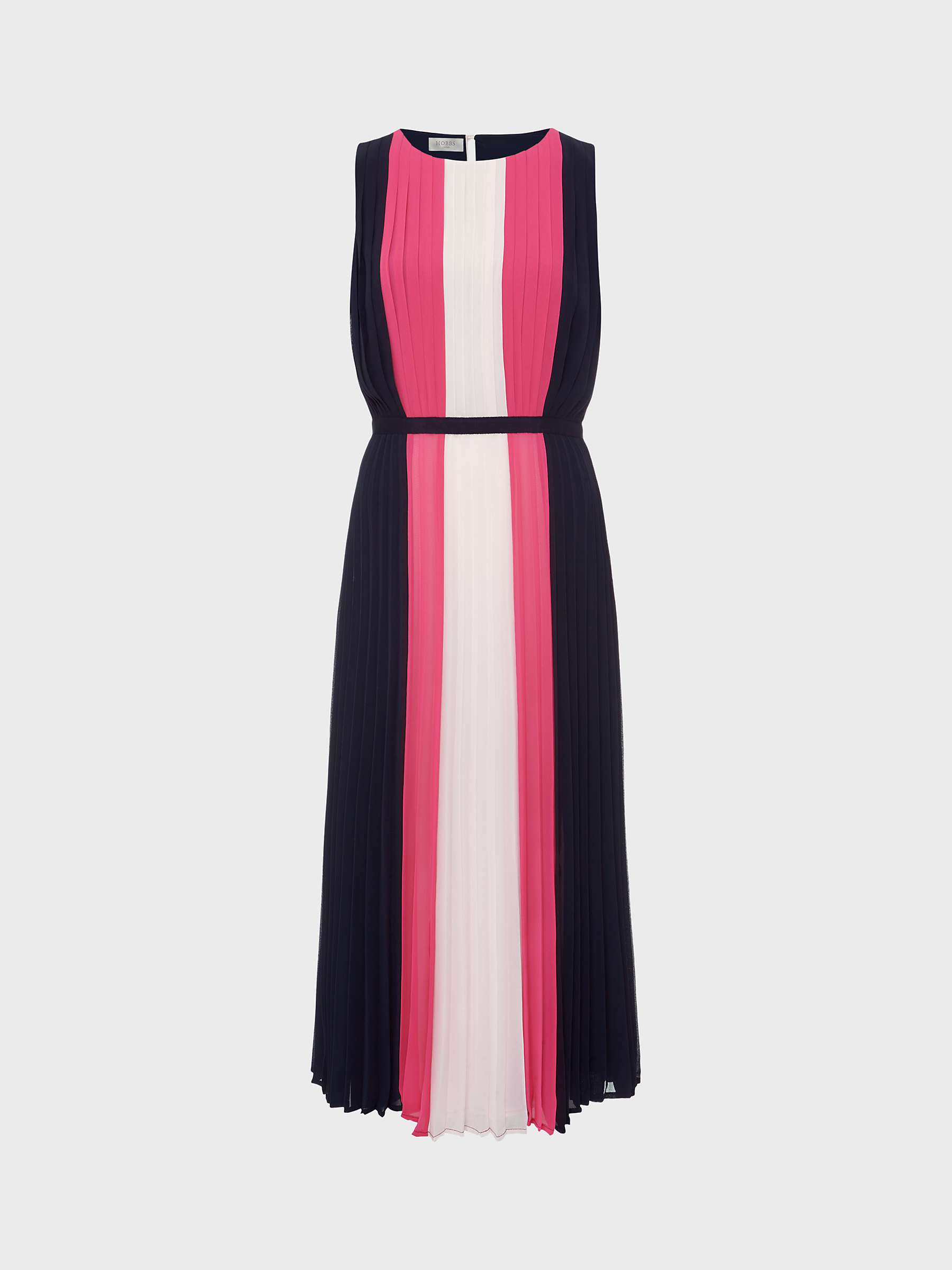 Buy Hobbs Claudia Colour Block Pleated Midi Dress, Navy/Pink Online at johnlewis.com