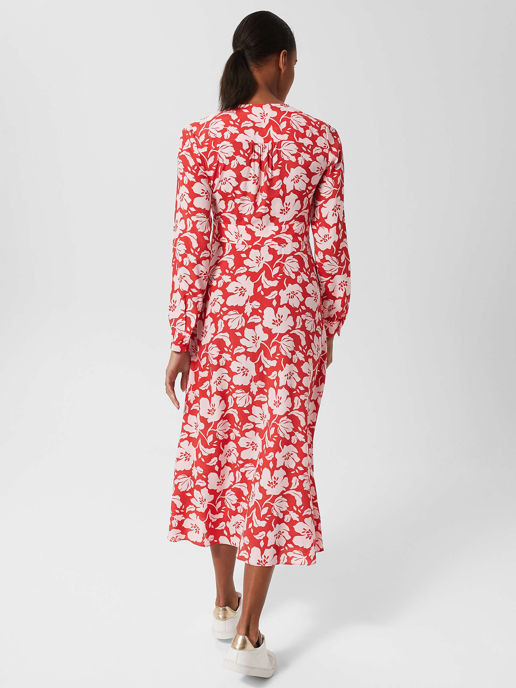 Buy Hobbs Allison Midi Floral Dress, Red/Pink Online at johnlewis.com