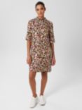 Hobbs Marciella Abstract Print Knee Length Dress, Navy/Multi