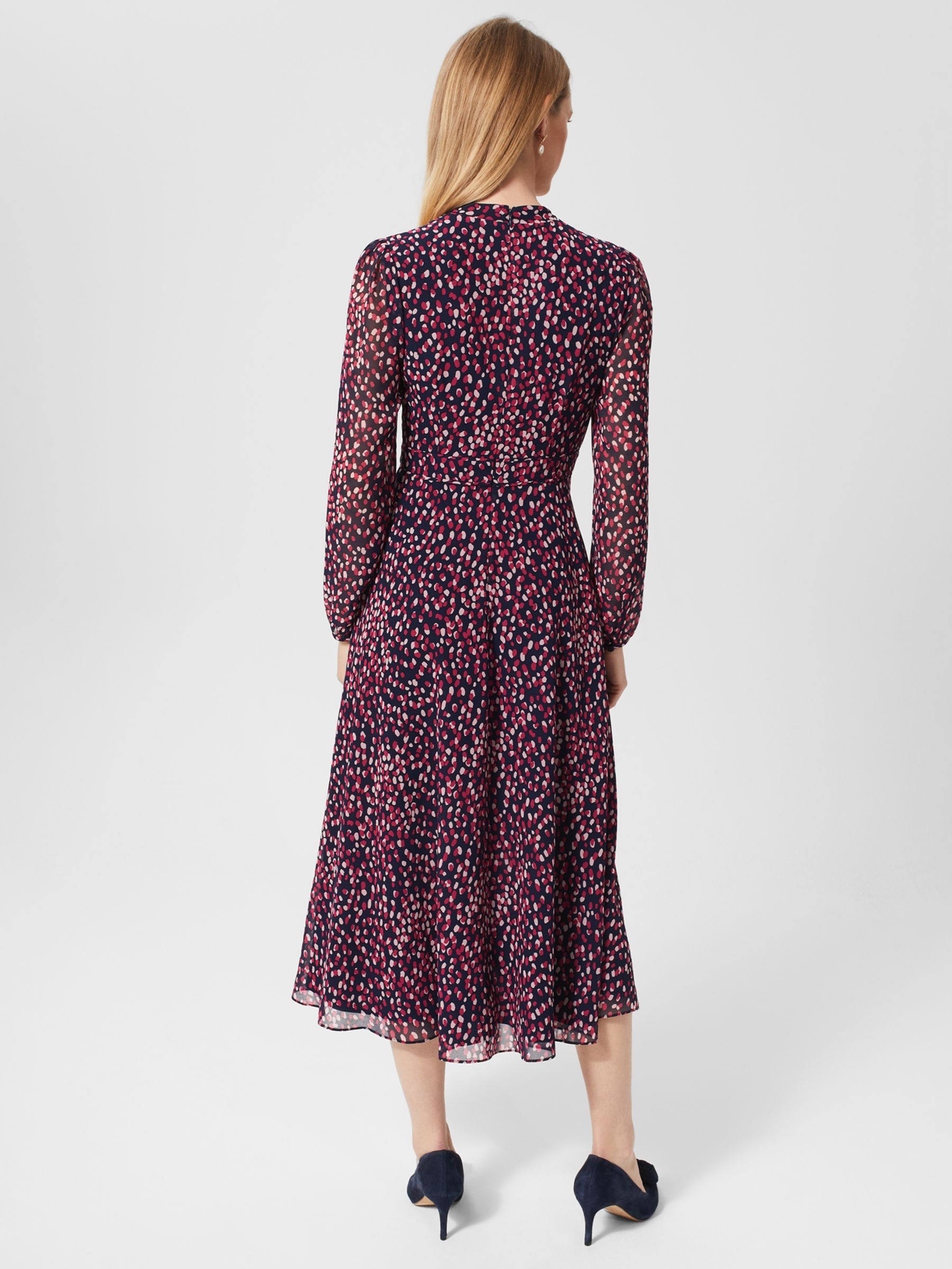 Hobbs Aurora Scatter Print Midi Dress, Navy/Multi at John Lewis & Partners