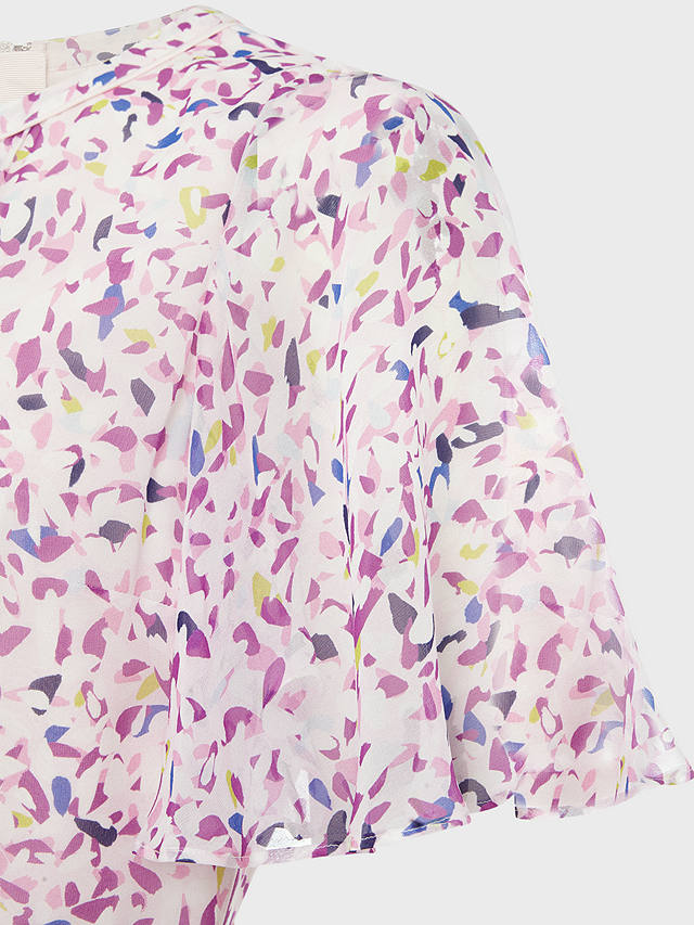 Hobbs Lisette Petite Abstract Print Midi Silk Dress, Pale Pink/Multi at ...