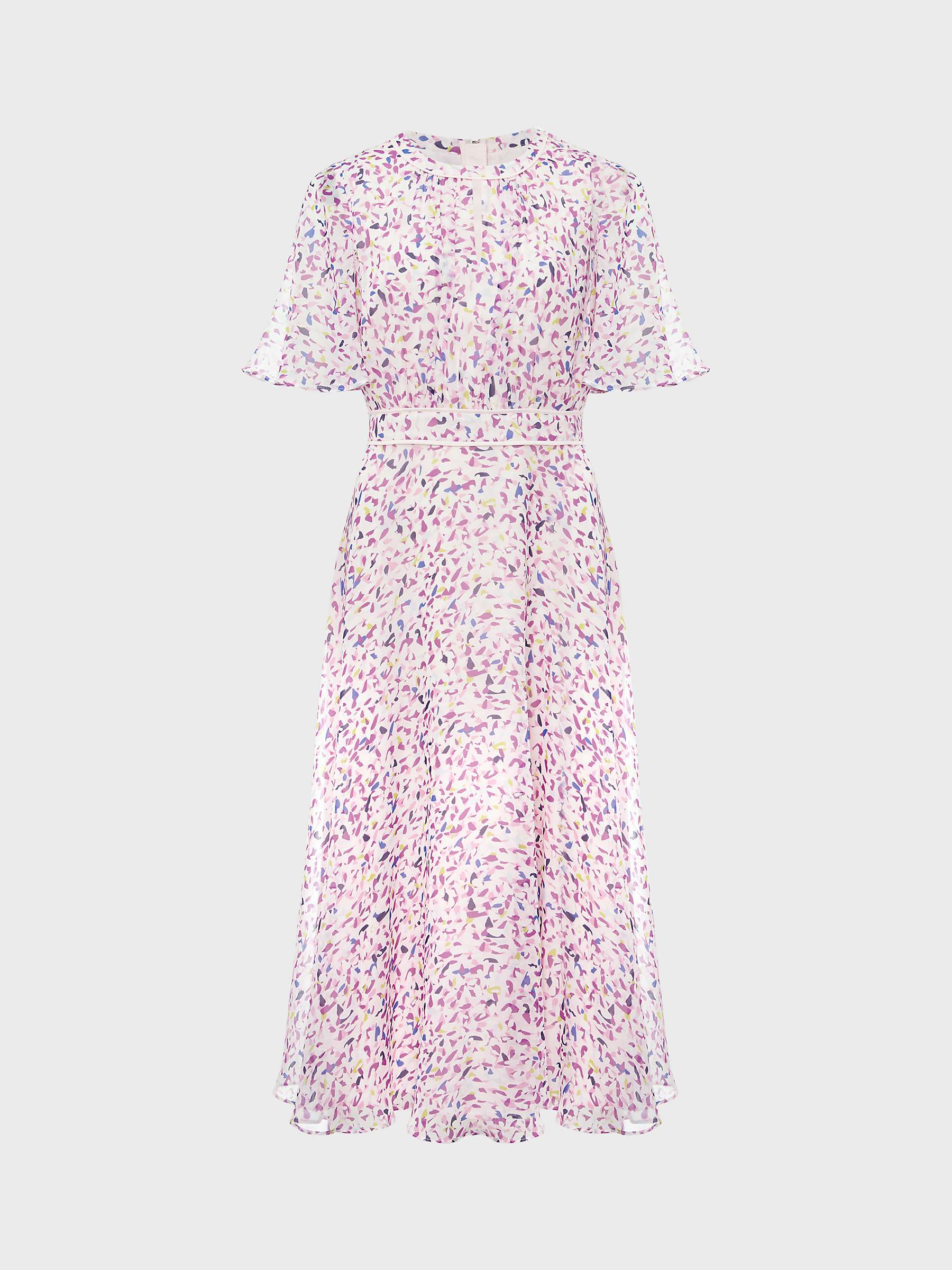 Buy Hobbs Lisette Petite Abstract Print Midi Silk Dress, Pale Pink/Multi Online at johnlewis.com