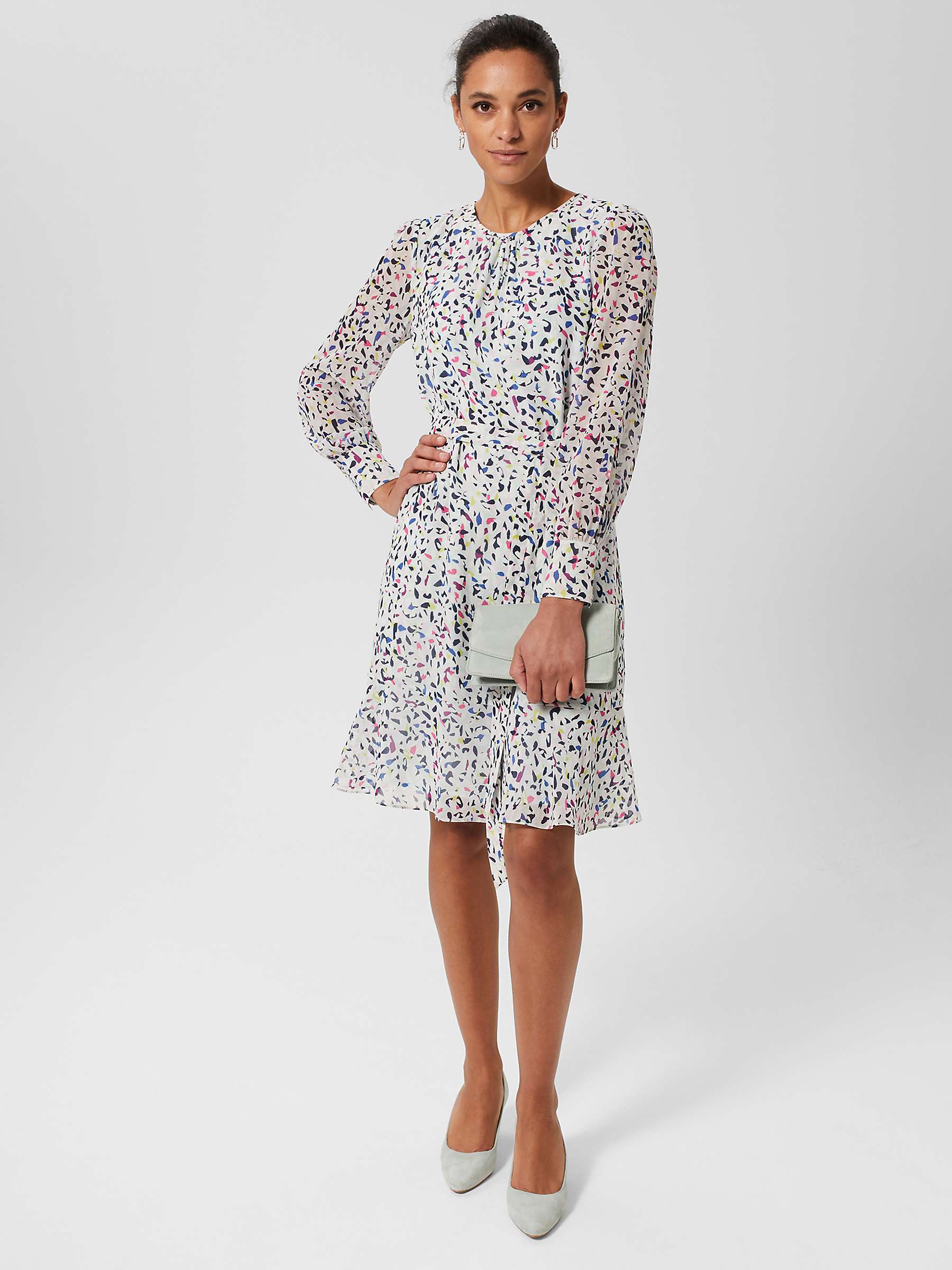 Buy Hobbs Petite Frances Abstract Print Dress, Sage/Multi Online at johnlewis.com