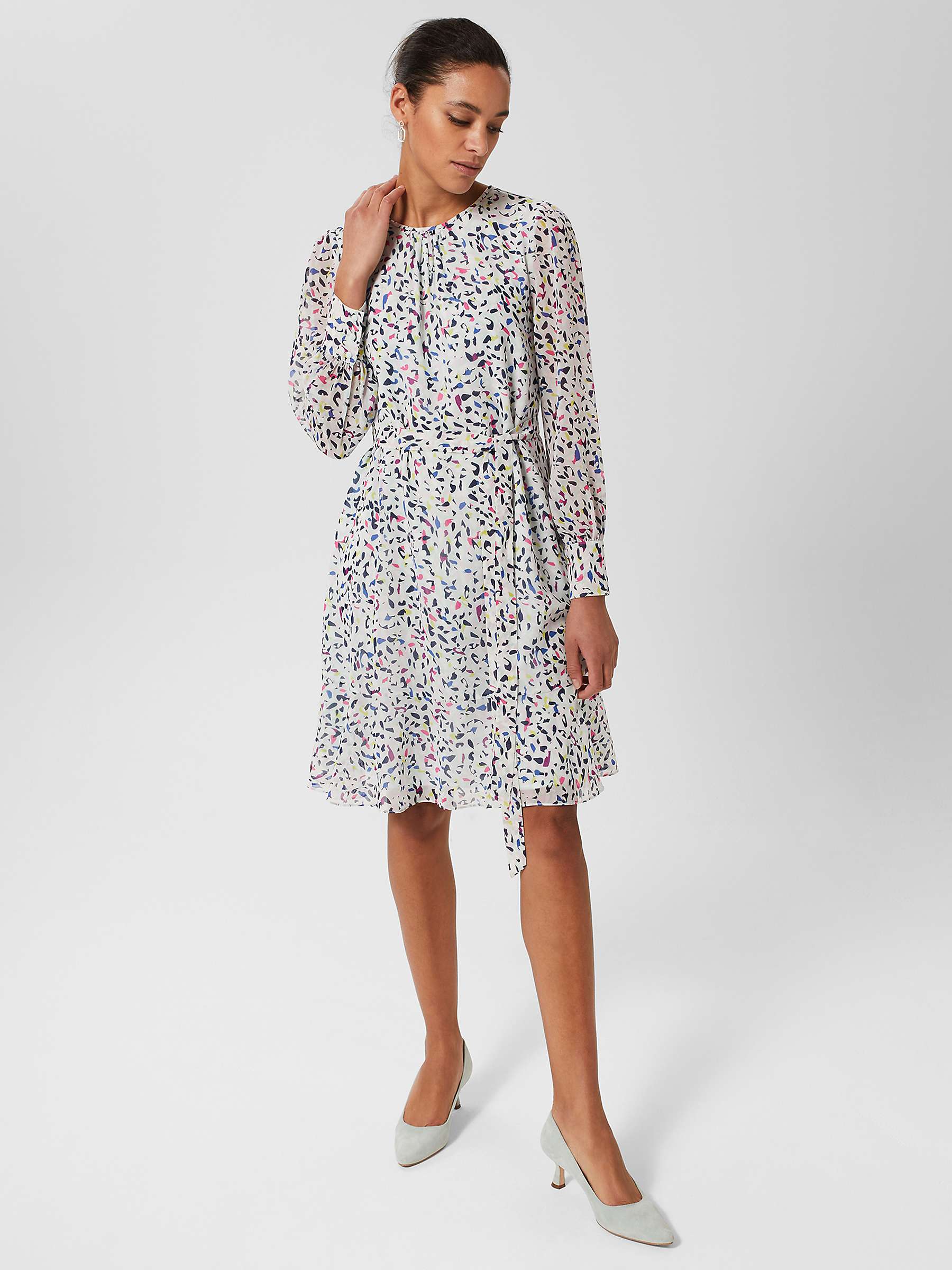 Buy Hobbs Petite Frances Abstract Print Dress, Sage/Multi Online at johnlewis.com