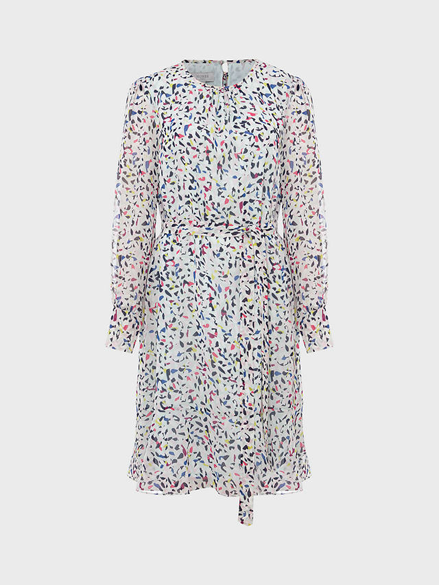 Hobbs Petite Frances Abstract Print Dress, Sage/Multi