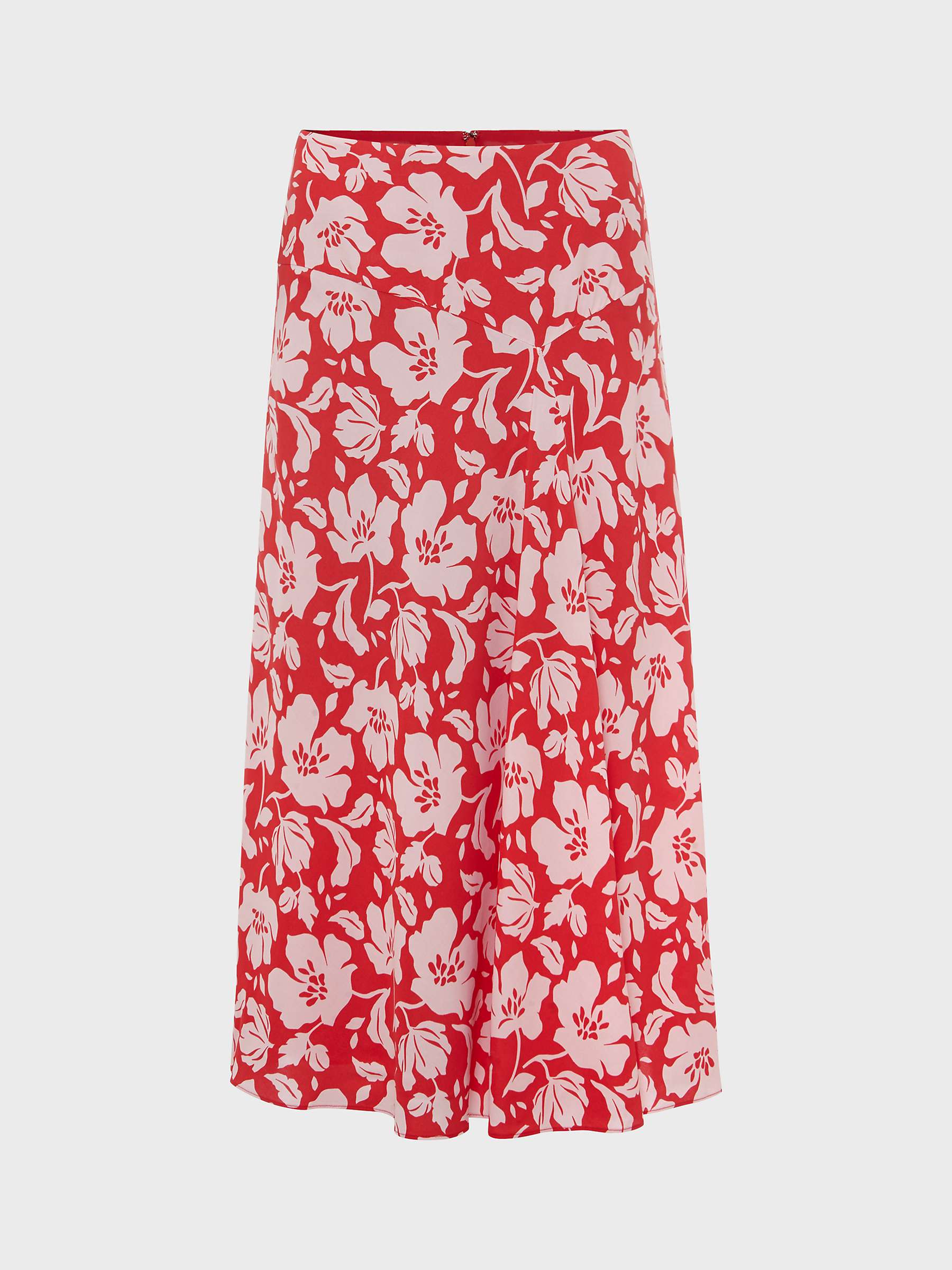 Hobbs Angie Floral Midi Skirt, Red/Pink at John Lewis & Partners