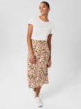 Hobbs Rhiannon Spot Print Midi Skirt, Ivory/Multi