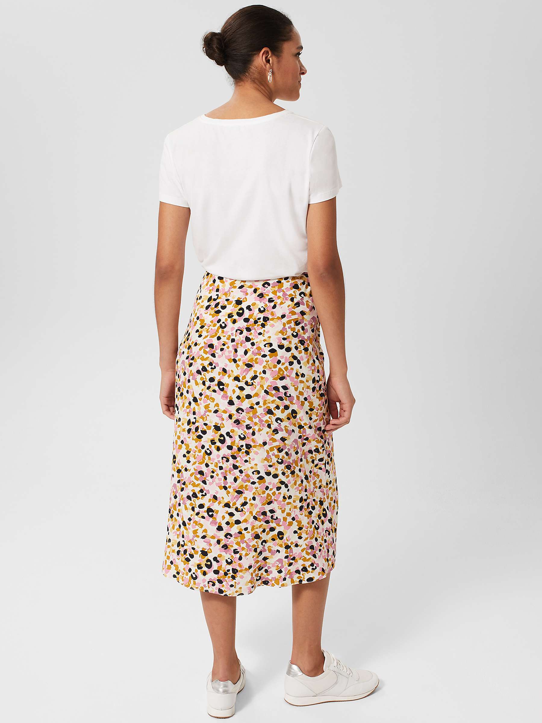 Hobbs Rhiannon Spot Print Midi Skirt, Ivory/Multi at John Lewis & Partners